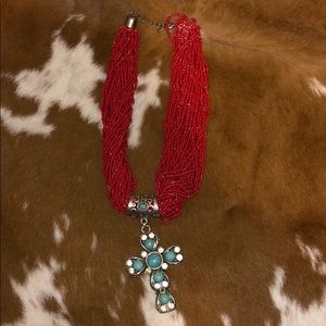 Western cross with Turquoise necklace
